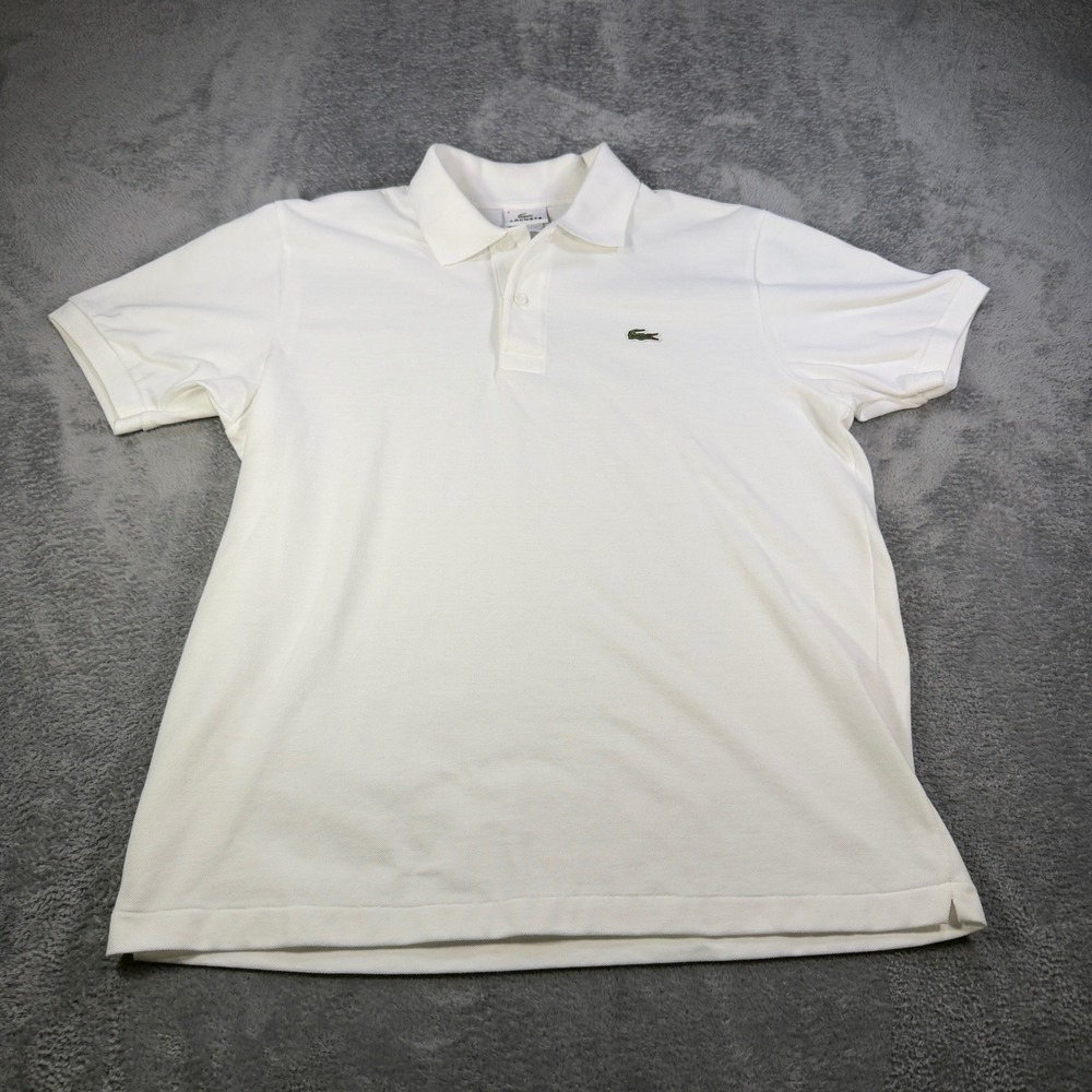 Lacoste Mens White Pique Cotton Short Sleeve Polo Shirt Size 4 Medium L1212